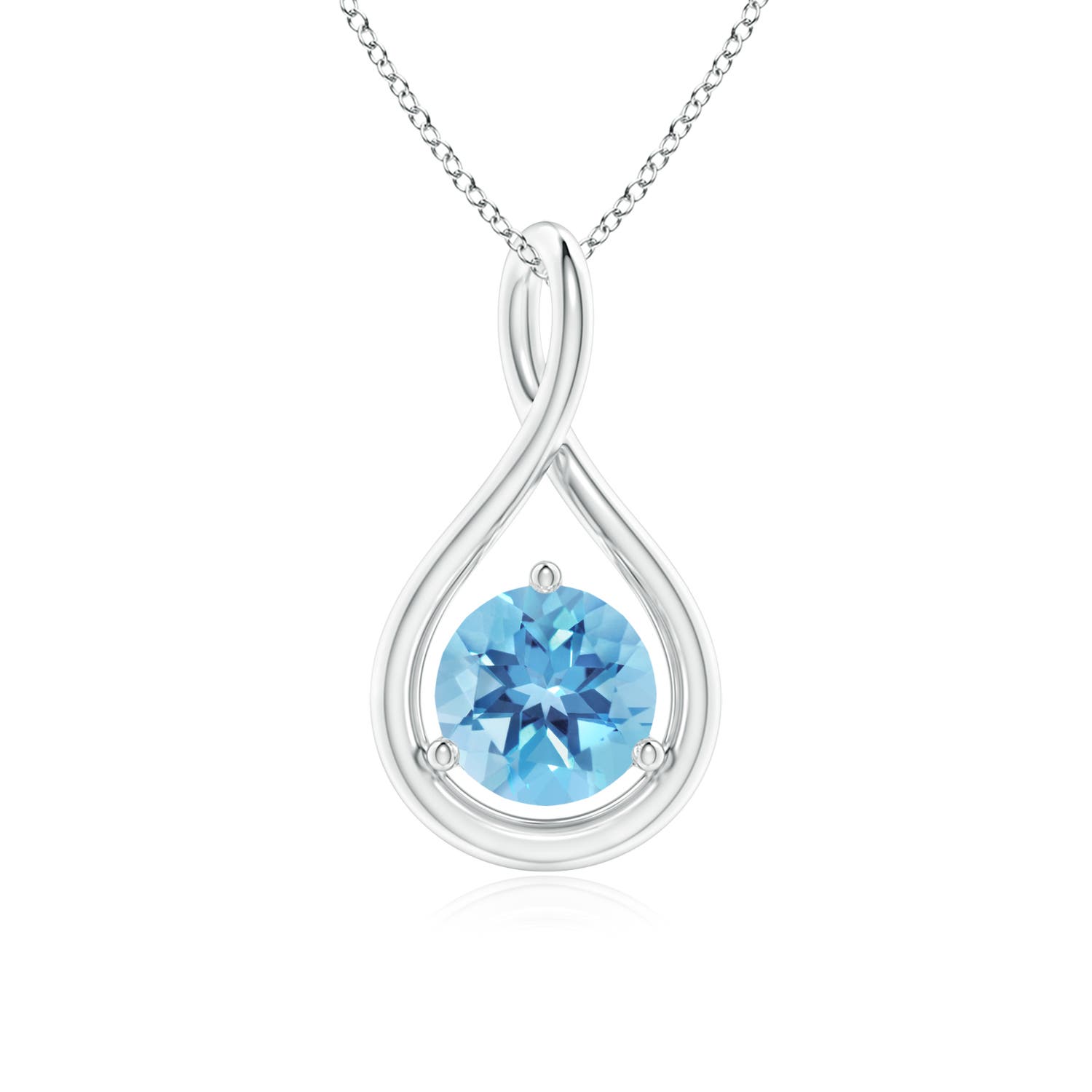 0.95 Ct Swiss Blue Topaz Round Shape Pendant Necklace in Sterling Silver (A)