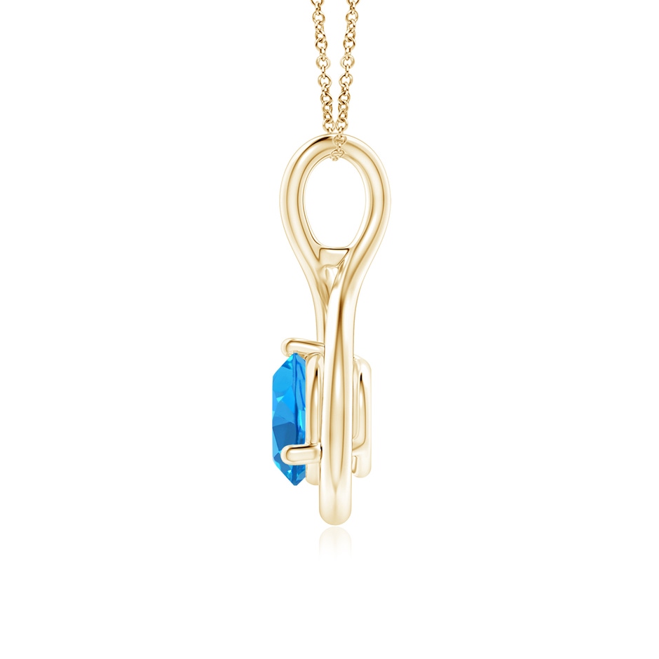 6mm AAAA Solitaire Round Swiss Blue Topaz Infinity Twist Pendant in Yellow Gold side 1