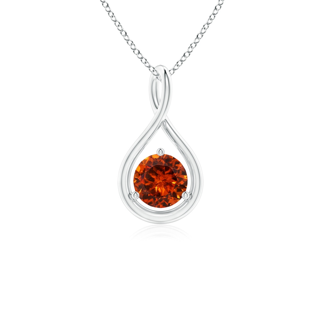 5mm AAAA Solitaire Round Spessartite Infinity Twist Pendant in P950 Platinum