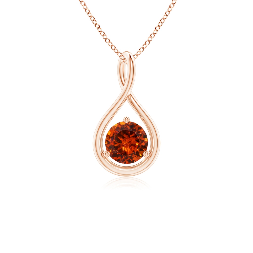 5mm AAAA Solitaire Round Spessartite Infinity Twist Pendant in Rose Gold