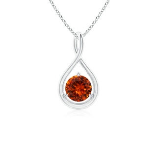 5mm AAAA Solitaire Round Spessartite Infinity Twist Pendant in White Gold