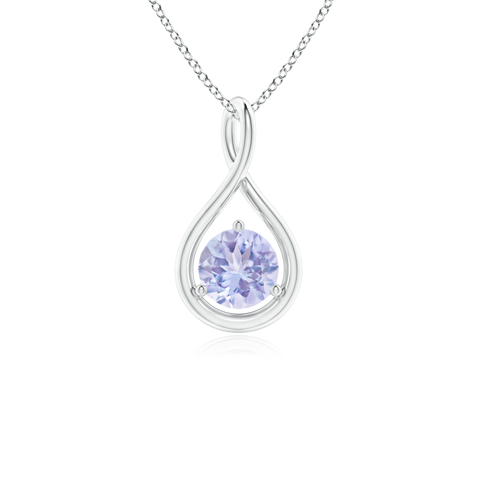 5mm A Solitaire Round Tanzanite Infinity Twist Pendant in P950 Platinum 