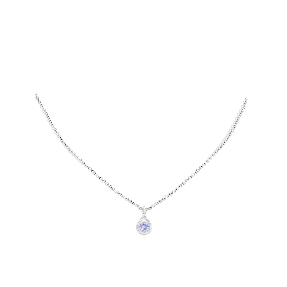 5mm A Solitaire Round Tanzanite Infinity Twist Pendant in P950 Platinum pen