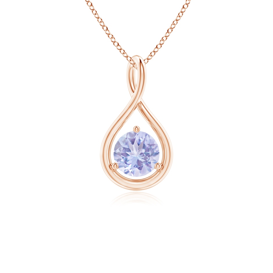 5mm A Solitaire Round Tanzanite Infinity Twist Pendant in Rose Gold 