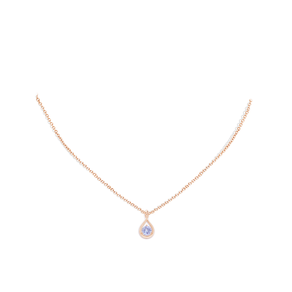 5mm A Solitaire Round Tanzanite Infinity Twist Pendant in Rose Gold pen