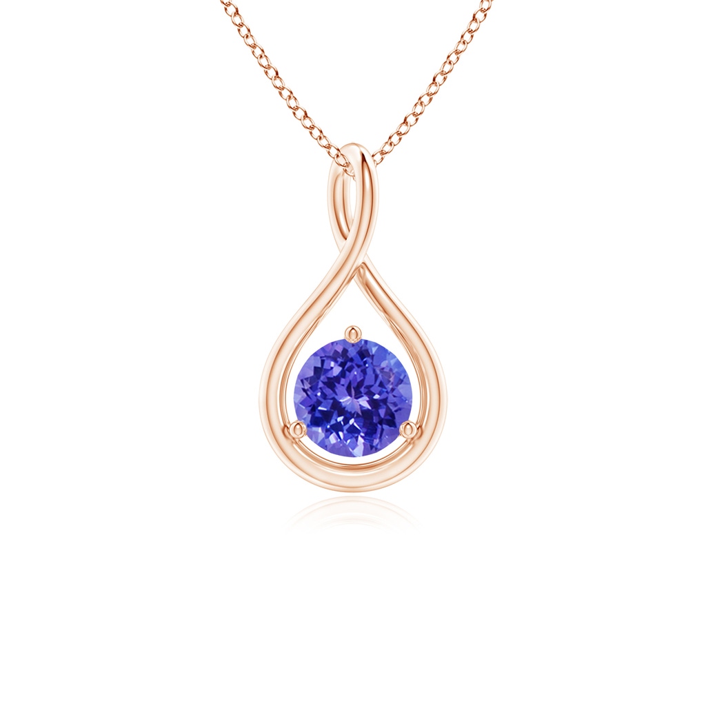 5mm AAAA Solitaire Round Tanzanite Infinity Twist Pendant in Rose Gold