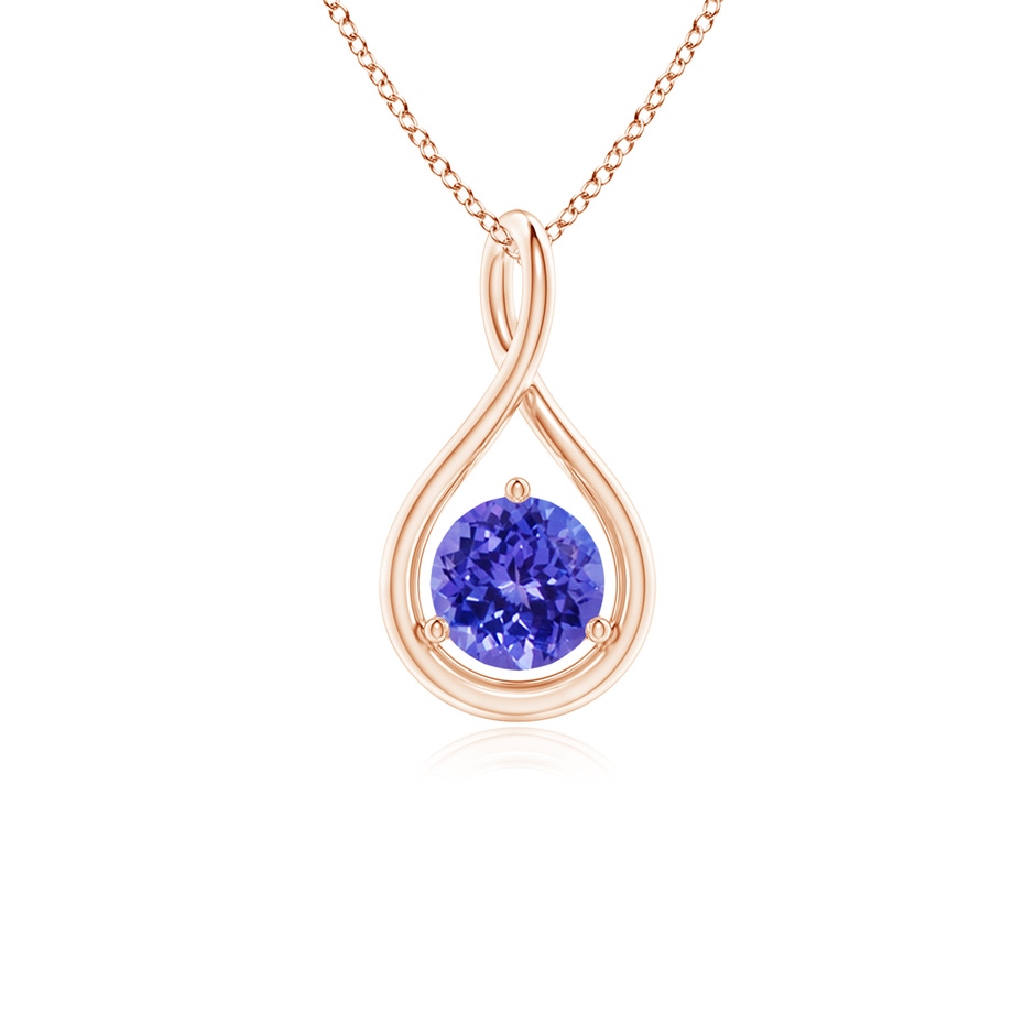 5mm AAAA Solitaire Round Tanzanite Infinity Twist Pendant in Rose Gold 