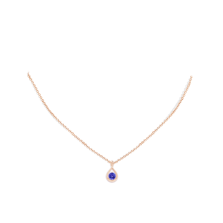 5mm AAAA Solitaire Round Tanzanite Infinity Twist Pendant in Rose Gold pen