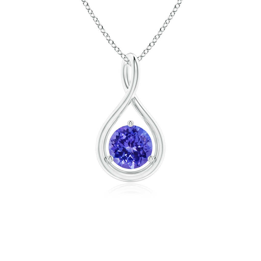 5mm AAAA Solitaire Round Tanzanite Infinity Twist Pendant in S999 Silver