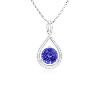 5mm AAAA Solitaire Round Tanzanite Infinity Twist Pendant in S999 Silver