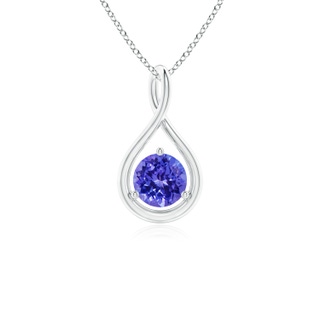 5mm AAAA Solitaire Round Tanzanite Infinity Twist Pendant in White Gold