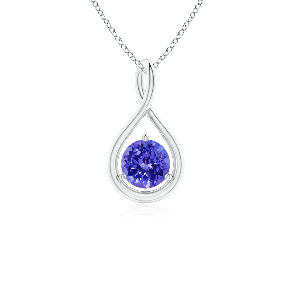 5mm AAAA Solitaire Round Tanzanite Infinity Twist Pendant in White Gold 