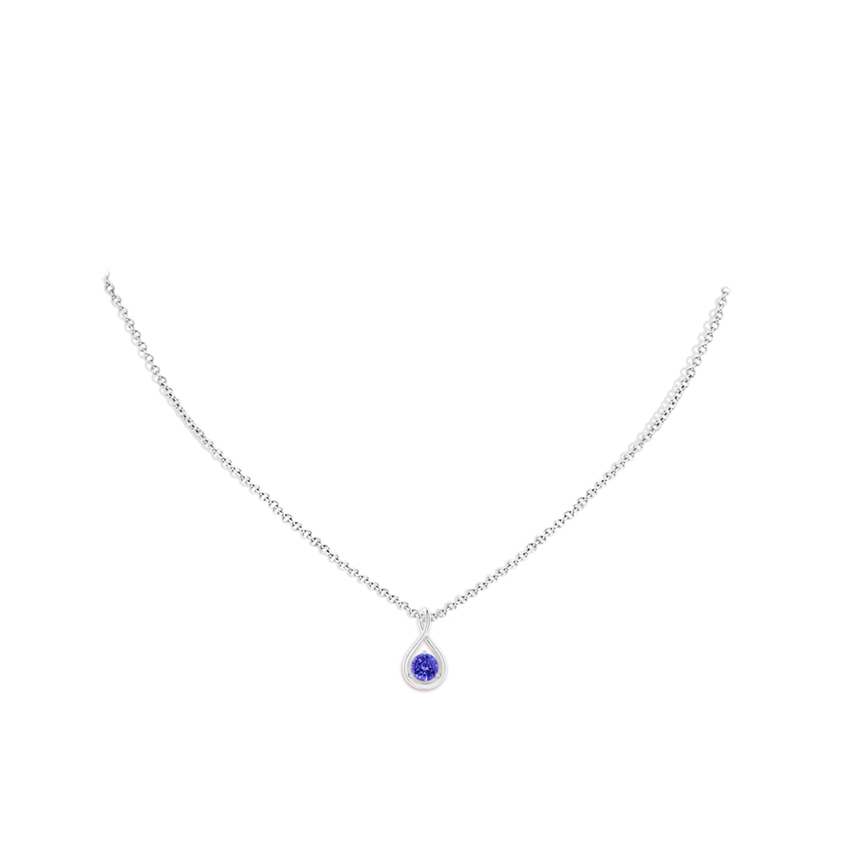 5mm AAAA Solitaire Round Tanzanite Infinity Twist Pendant in White Gold pen