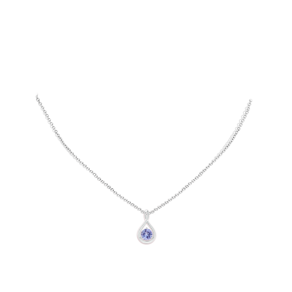 6mm A Solitaire Round Tanzanite Infinity Twist Pendant in P950 Platinum pen