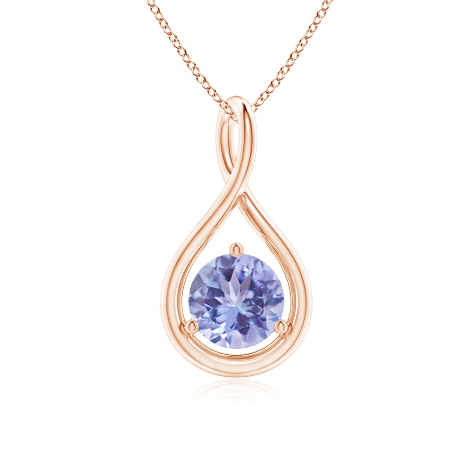 6mm A Solitaire Round Tanzanite Infinity Twist Pendant in Rose Gold 