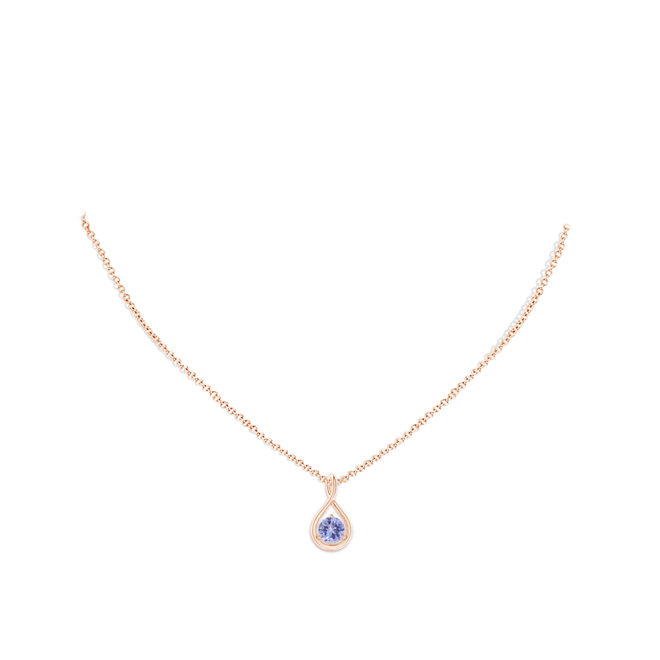 6mm A Solitaire Round Tanzanite Infinity Twist Pendant in Rose Gold pen