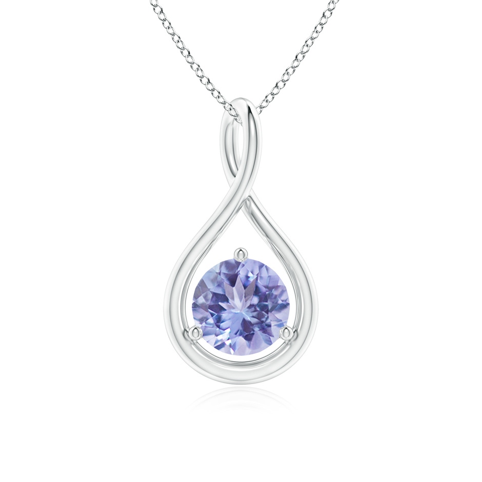 6mm A Solitaire Round Tanzanite Infinity Twist Pendant in White Gold 
