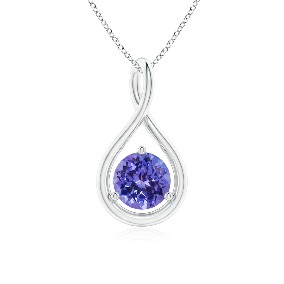 6mm AA Solitaire Round Tanzanite Infinity Twist Pendant in S999 Silver 