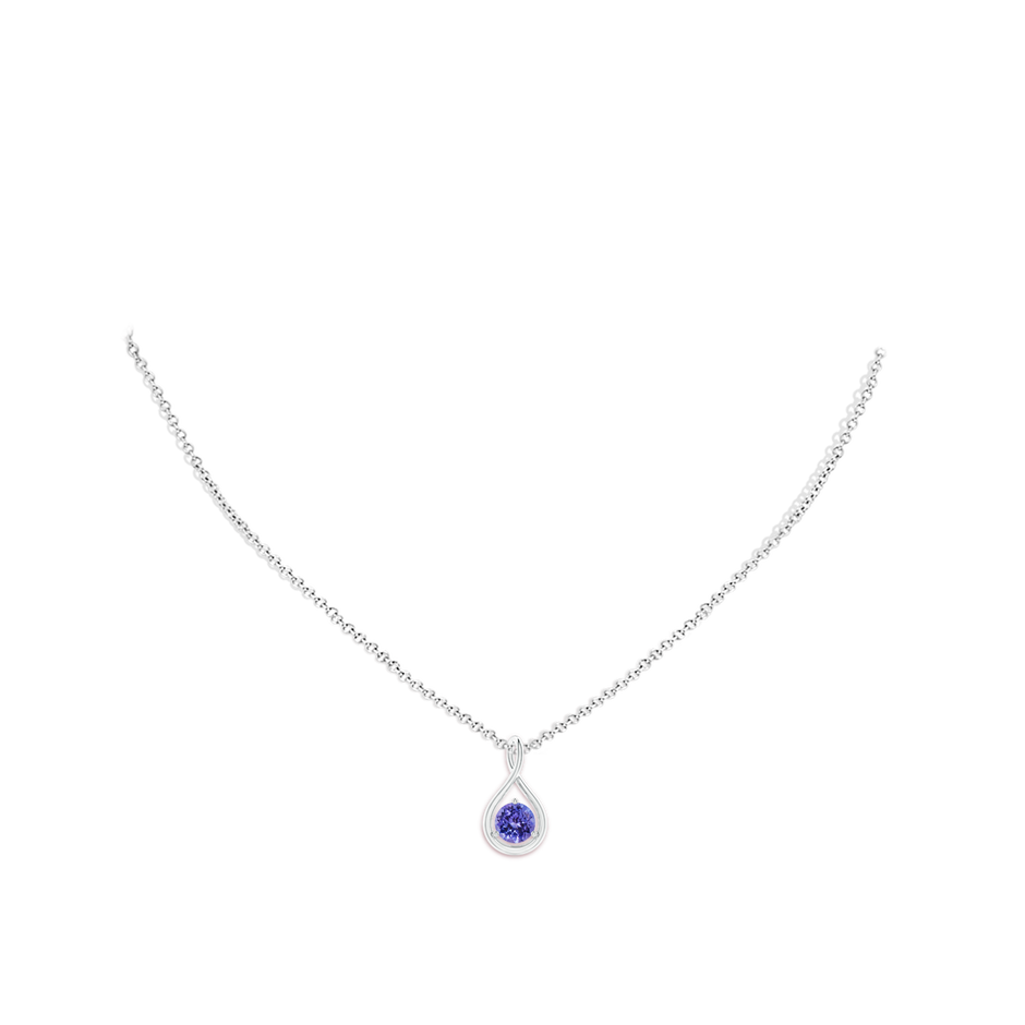 6mm AA Solitaire Round Tanzanite Infinity Twist Pendant in S999 Silver pen