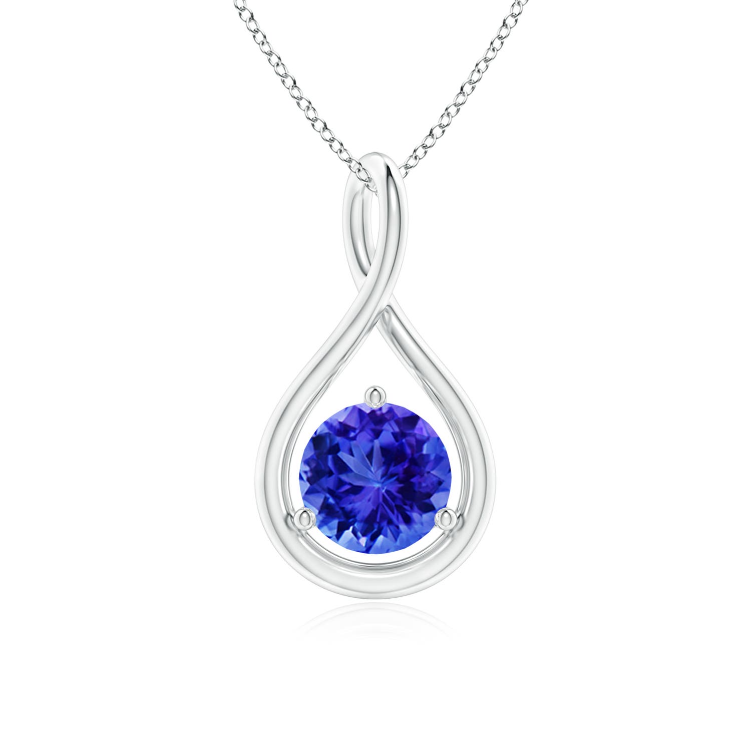 6mm AAA Solitaire Round Tanzanite Infinity Twist Pendant in P950 Platinum