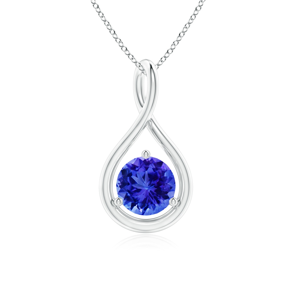 6mm AAA Solitaire Round Tanzanite Infinity Twist Pendant in White Gold
