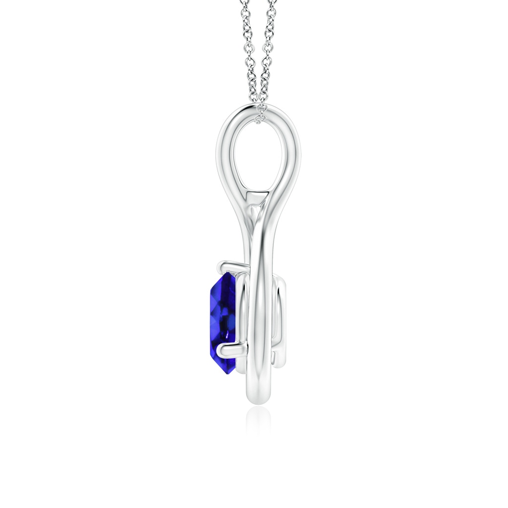 6mm AAA Solitaire Round Tanzanite Infinity Twist Pendant in White Gold Side 1