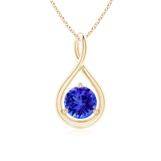 6mm AAA Solitaire Round Tanzanite Infinity Twist Pendant in Yellow Gold