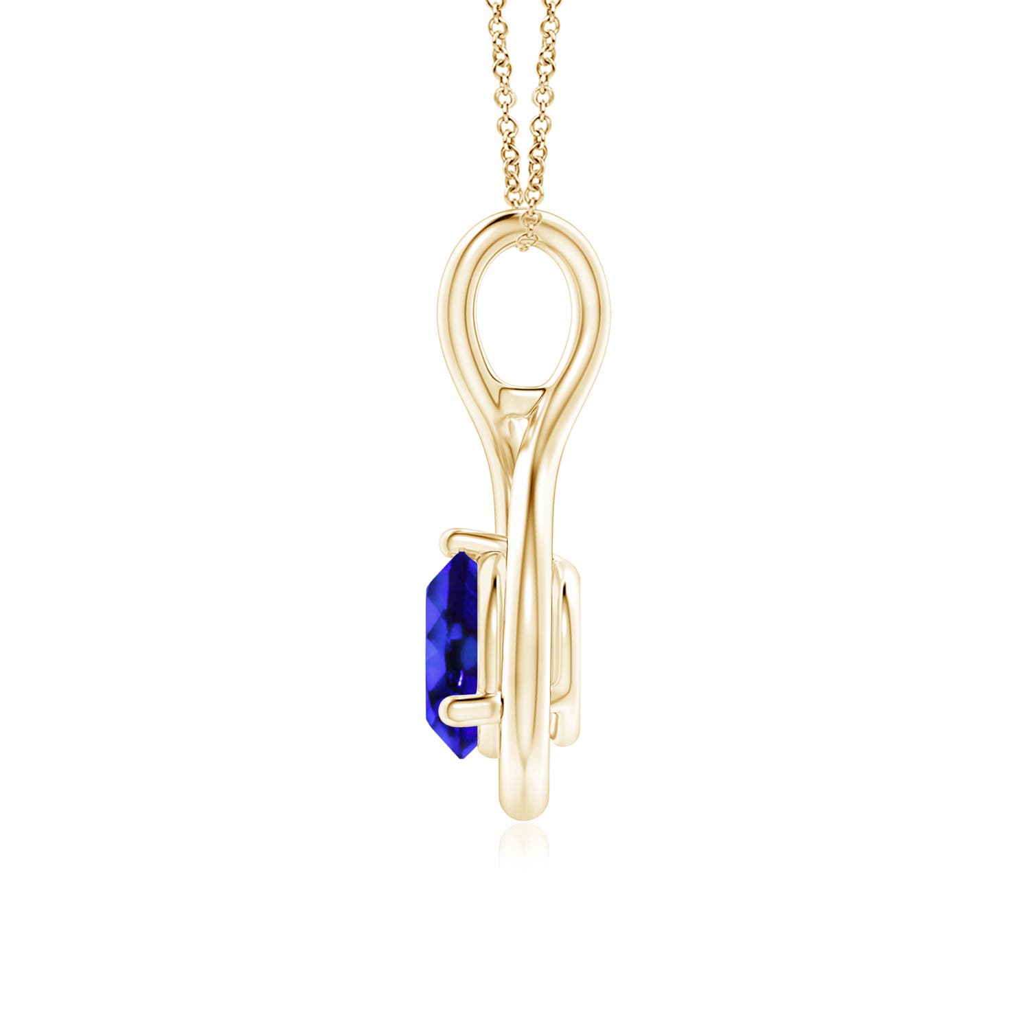 6mm AAA Solitaire Round Tanzanite Infinity Twist Pendant in Yellow Gold - side 3