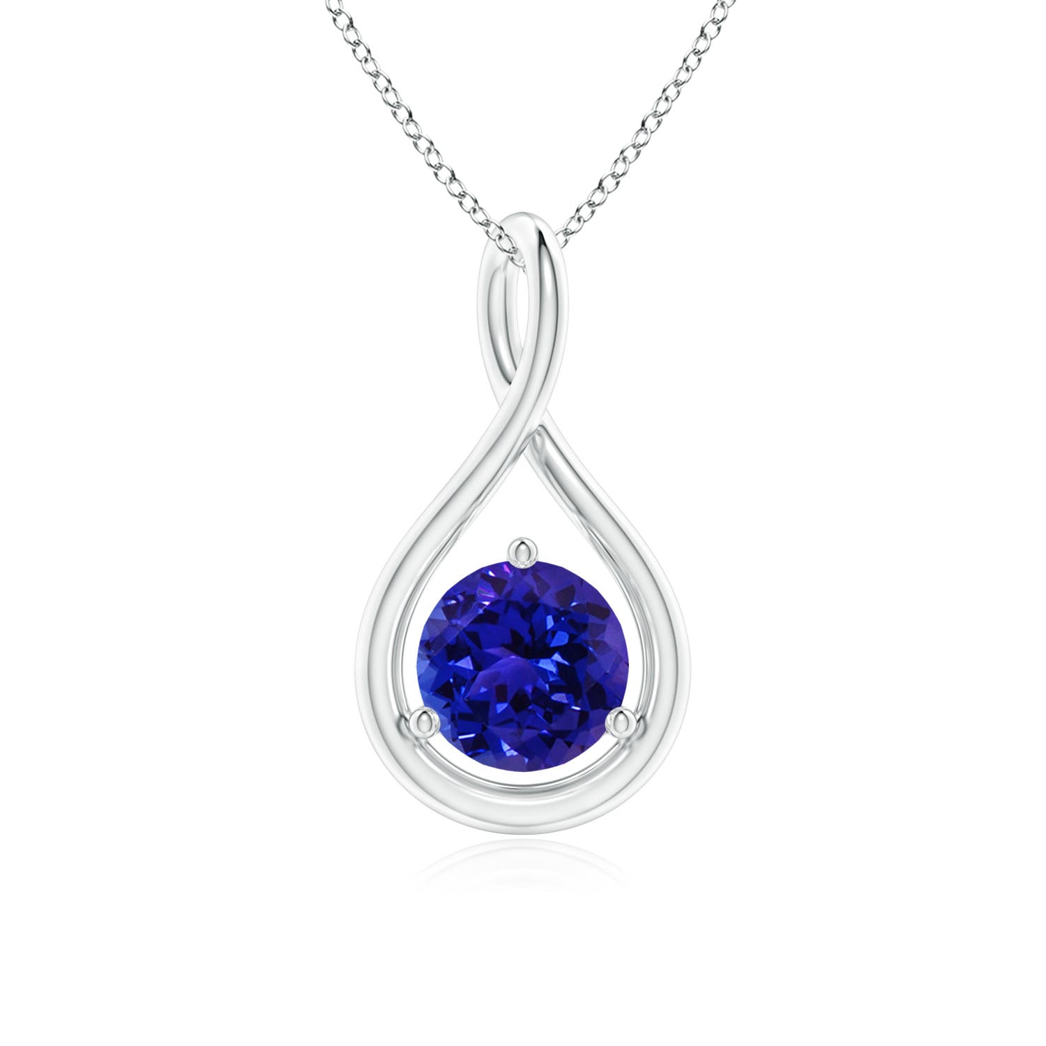 6mm AAAA Solitaire Round Tanzanite Infinity Twist Pendant in P950 Platinum