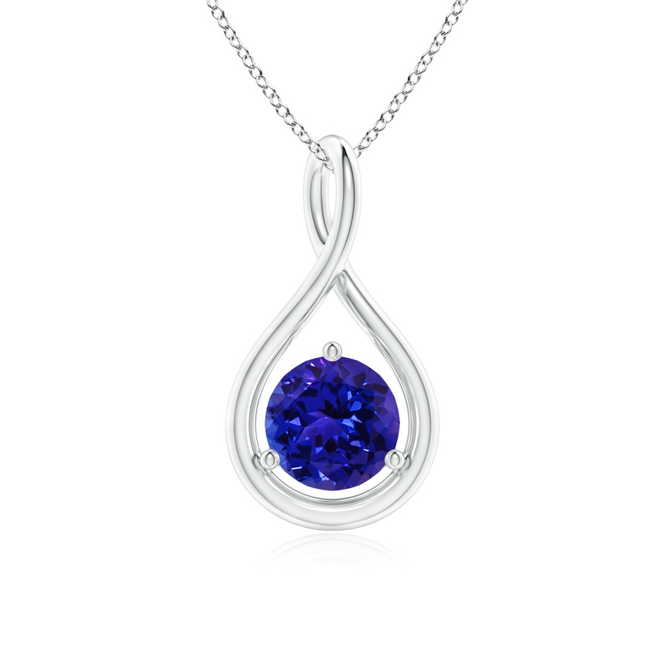 6mm AAAA Solitaire Round Tanzanite Infinity Twist Pendant in P950 Platinum 