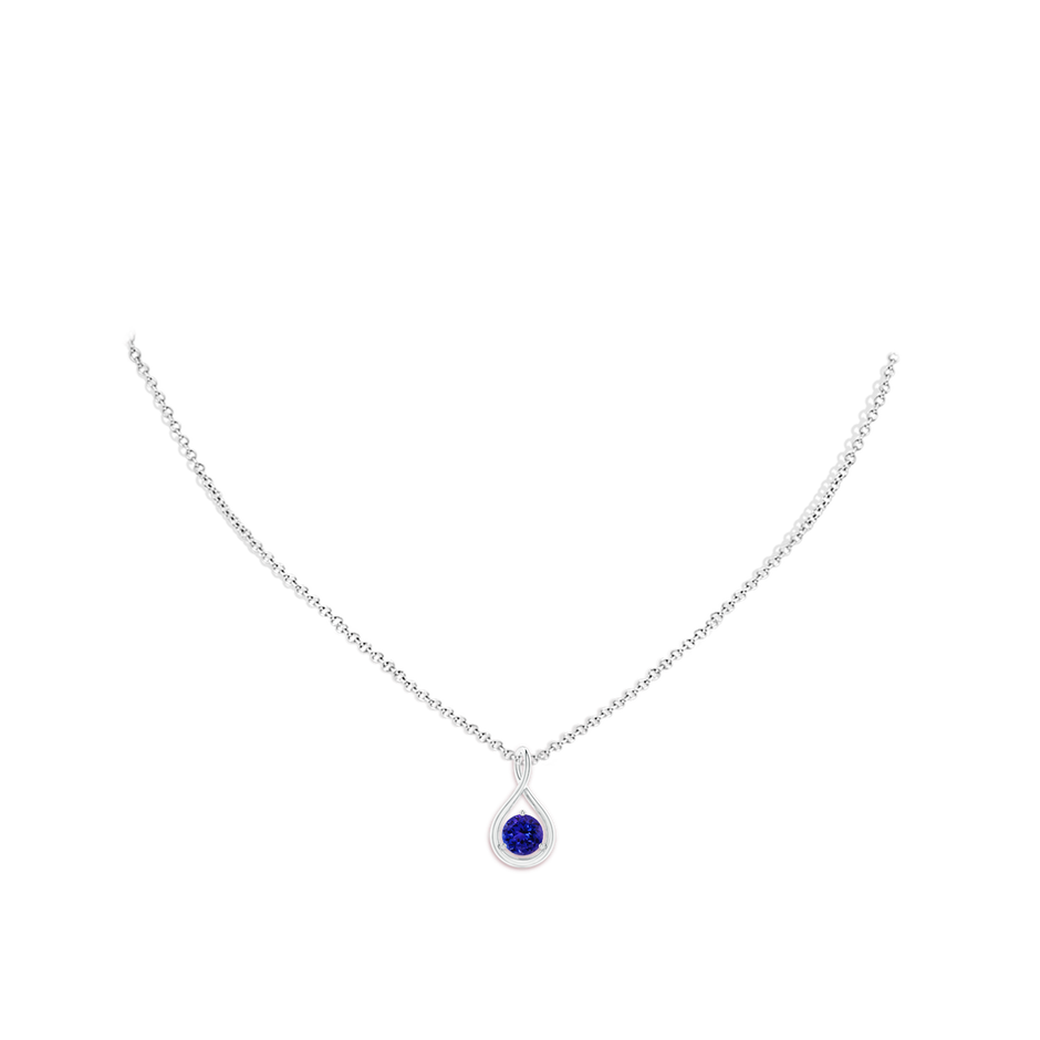 6mm AAAA Solitaire Round Tanzanite Infinity Twist Pendant in P950 Platinum pen