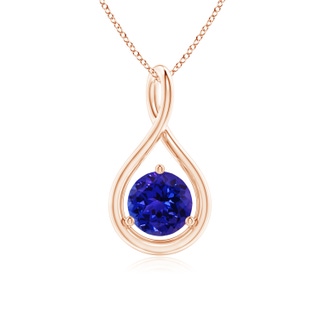 6mm AAAA Solitaire Round Tanzanite Infinity Twist Pendant in Rose Gold