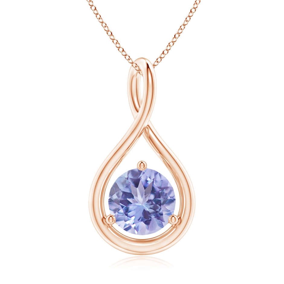 7mm A Solitaire Round Tanzanite Infinity Twist Pendant in 18K Rose Gold 