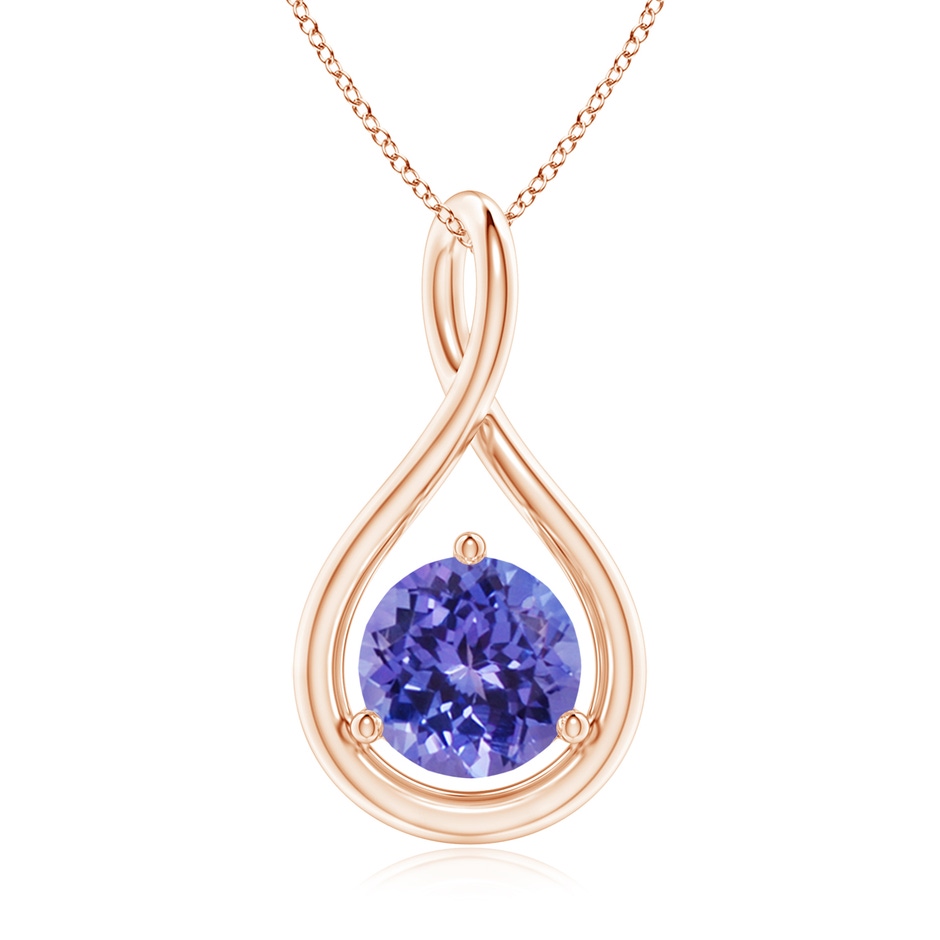 7mm AA Solitaire Round Tanzanite Infinity Twist Pendant in Rose Gold 