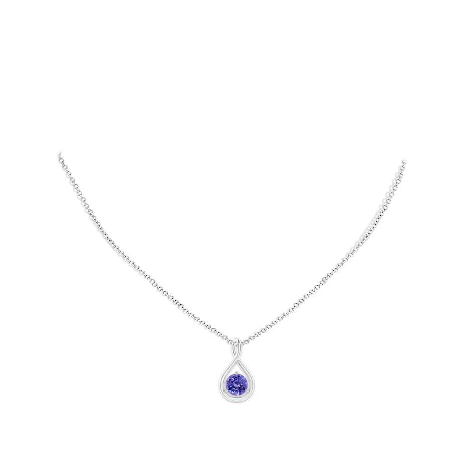 7mm AA Solitaire Round Tanzanite Infinity Twist Pendant in S999 Silver pen