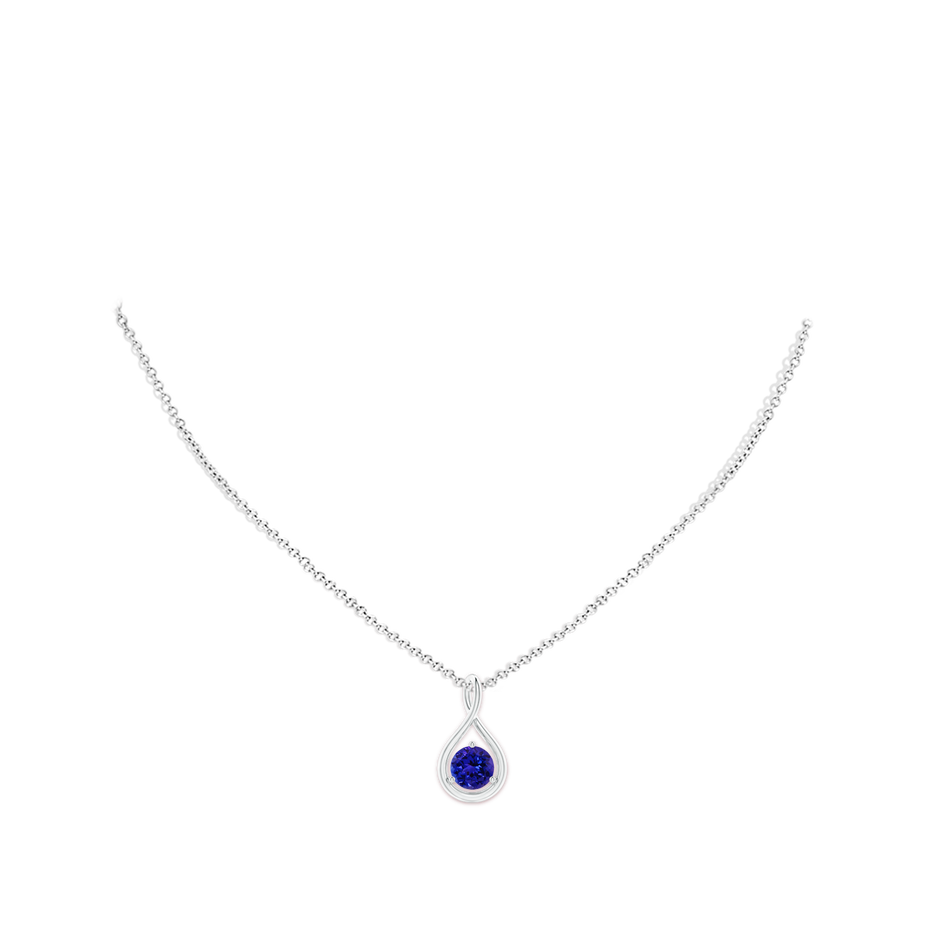 7mm AAAA Solitaire Round Tanzanite Infinity Twist Pendant in P950 Platinum pen