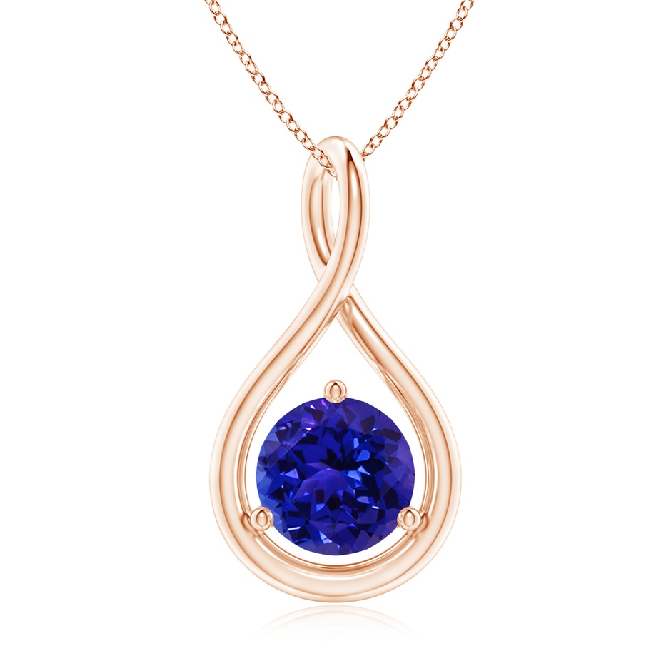 7mm AAAA Solitaire Round Tanzanite Infinity Twist Pendant in Rose Gold 