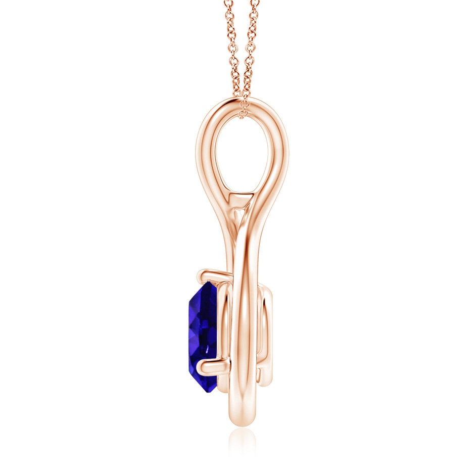 7mm AAAA Solitaire Round Tanzanite Infinity Twist Pendant in Rose Gold side 199