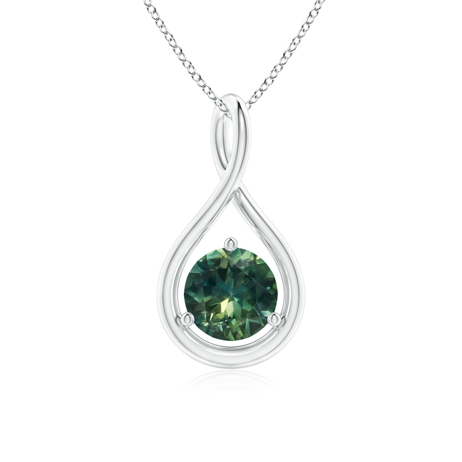 6mm AA Solitaire Round Teal Montana Sapphire Infinity Twist Pendant in P950 Platinum 