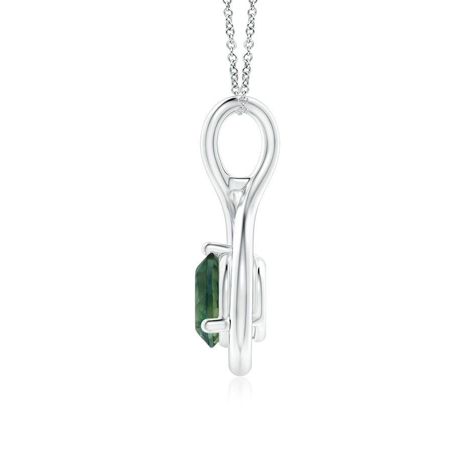 6mm AA Solitaire Round Teal Montana Sapphire Infinity Twist Pendant in P950 Platinum side 1