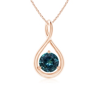 6mm AAA Solitaire Round Teal Montana Sapphire Infinity Twist Pendant in 10K Rose Gold