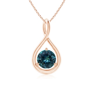 6mm AAA Solitaire Round Teal Montana Sapphire Infinity Twist Pendant in Rose Gold