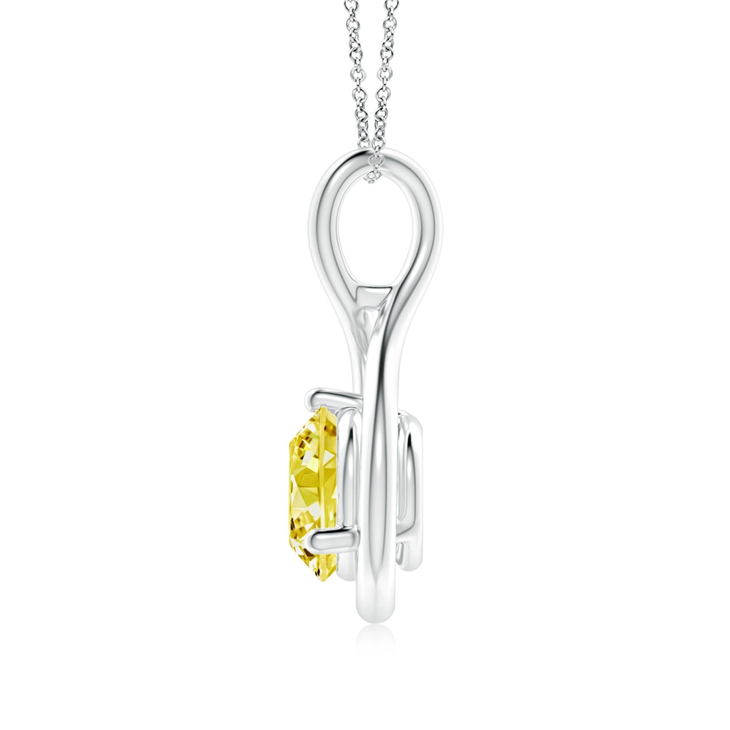 6.4mm AAAA Solitaire Round Fancy Intense Yellow Diamond Infinity Twist Pendant in P950 Platinum - side 199