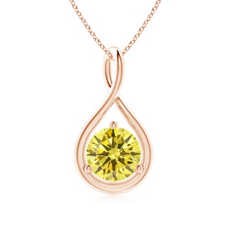 6.4mm AAAA Solitaire Round Fancy Intense Yellow Diamond Infinity Twist Pendant in Rose Gold