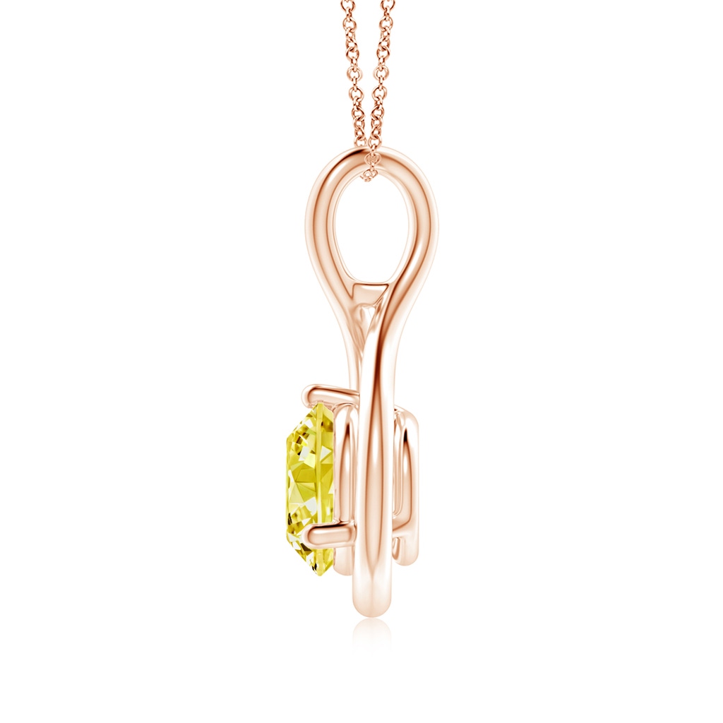 6.4mm AAAA Solitaire Round Fancy Intense Yellow Diamond Infinity Twist Pendant in Rose Gold - side 199