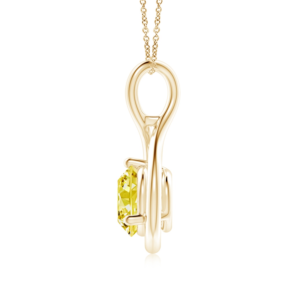 6.4mm AAAA Solitaire Round Fancy Intense Yellow Diamond Infinity Twist Pendant in Yellow Gold - side 199