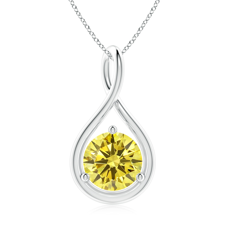 8mm AAAA Solitaire Round Fancy Intense Yellow Diamond Infinity Twist Pendant in P950 Platinum 