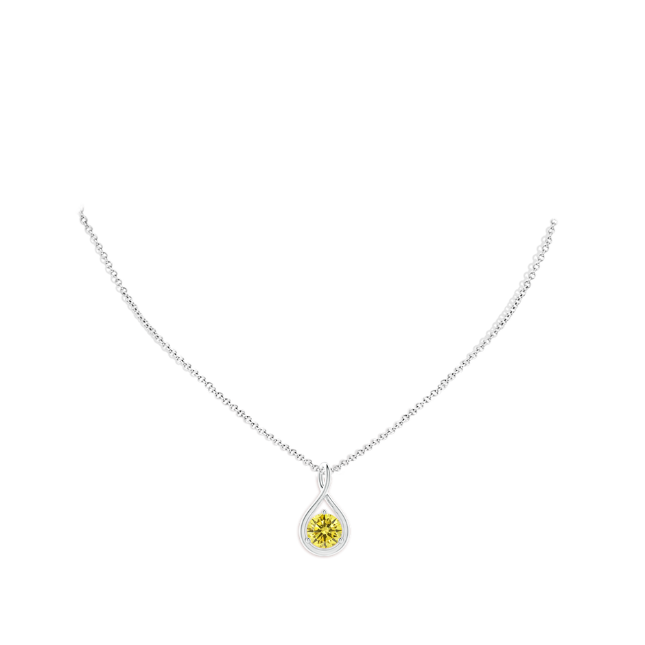 8mm AAAA Solitaire Round Fancy Intense Yellow Diamond Infinity Twist Pendant in P950 Platinum pen