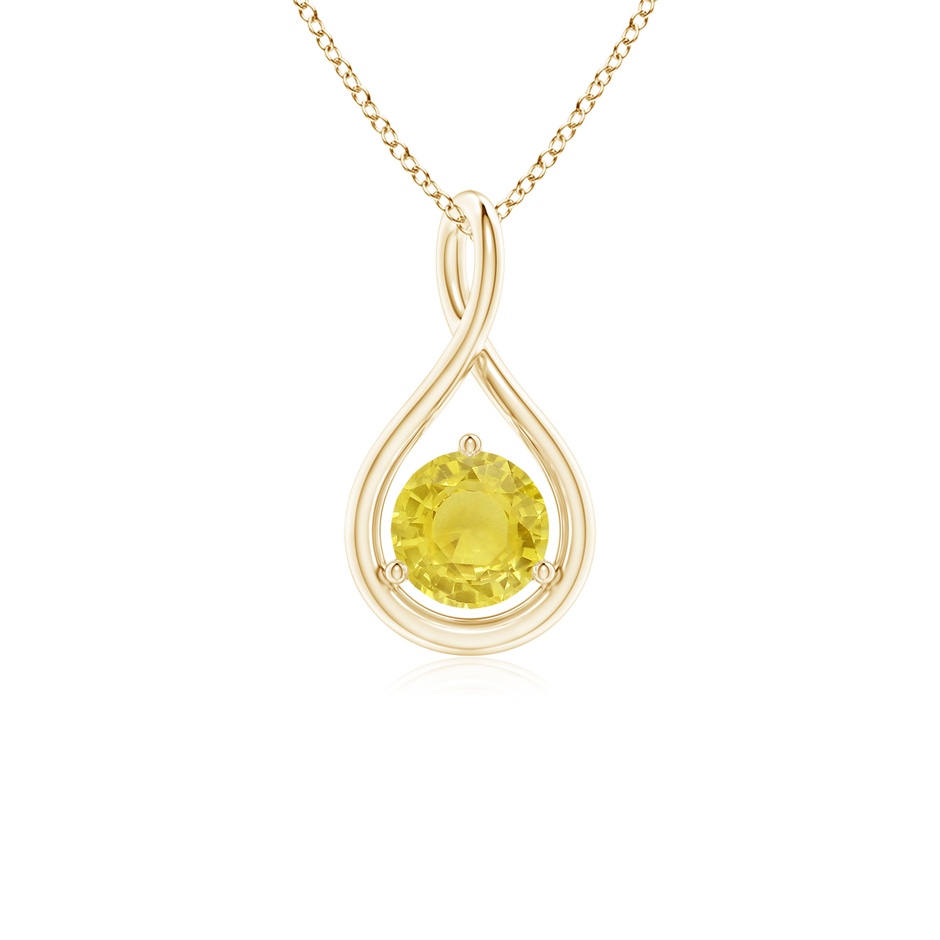 5mm A Solitaire Round Yellow Sapphire Infinity Twist Pendant in Yellow Gold 