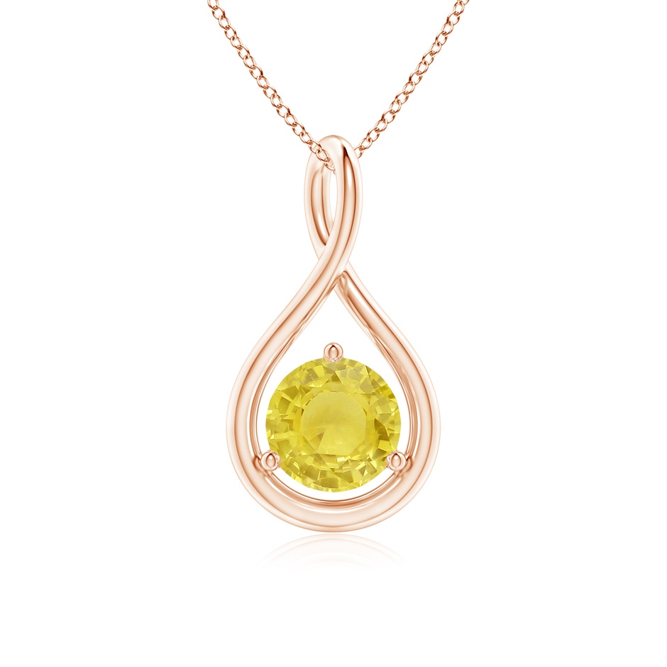 6mm A Solitaire Round Yellow Sapphire Infinity Twist Pendant in Rose Gold 